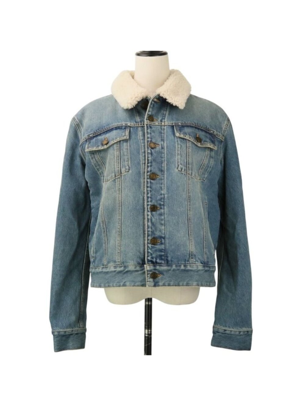 Saint Laurent Paris Fleece Shearling Denim Jacket M Blue